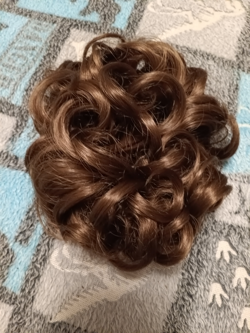 Synthetic Hair Bun Scrunchie - Brown